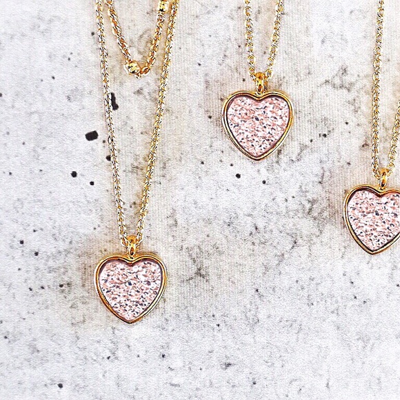 Rose Gold Heart Pendant Layered Dainty Necklace - Picture 9 of 9